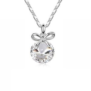Swarovski Crystal Rivoli Bow Pendant Necklace in Crystal